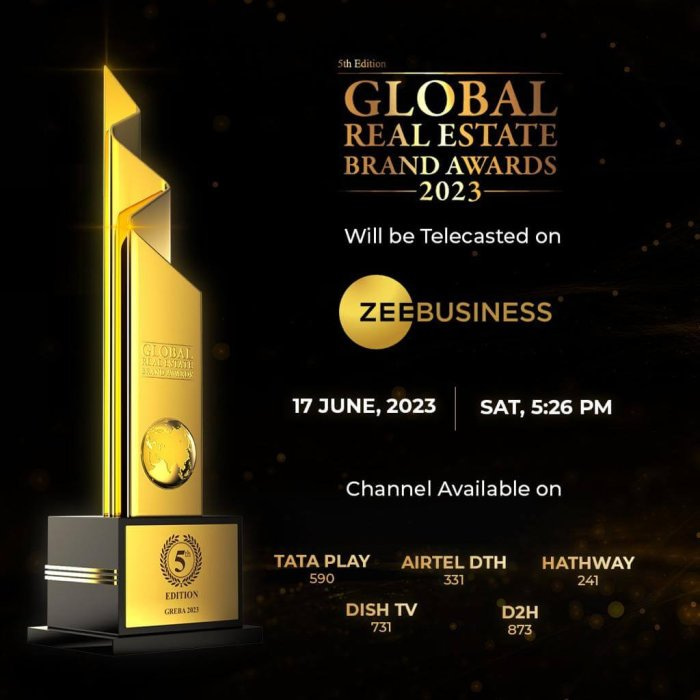 Zee Business telecasted the 5th Edition of Global Real Estate Brand Awards, 2023 on June, 2023.